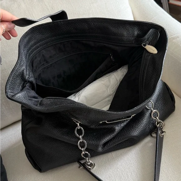 Furla Black Leather Shoulder Bag with Chain Straps - Picture 4 of 9